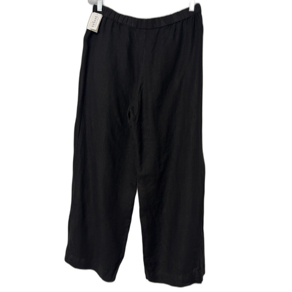 VELVET BY GRAHAM & SPENCER Lola Linen Pull On Pant Black Boho Lagenlook NWT Sz L
